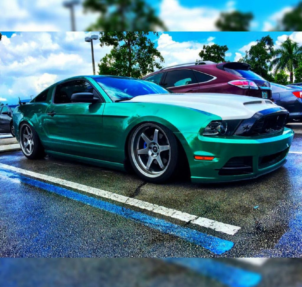 gloss emerald green ford mustang wrap by star car wraps (3)