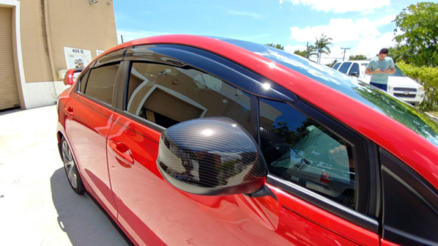 Best printed gloss carbon fiber vinyl wrap glossy roof hood mirror spoiler dania beach davie miami broward south florida star car wraps honda civic