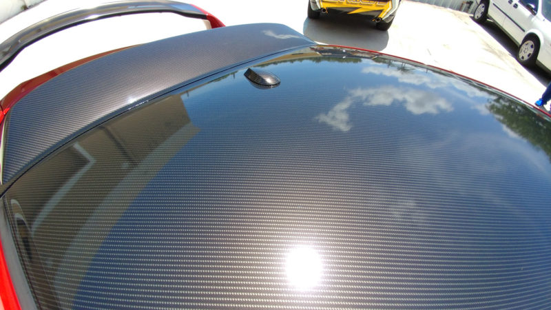 Best printed gloss carbon fiber vinyl wrap glossy roof hood mirror spoiler dania beach davie miami broward south florida star car wraps honda civic