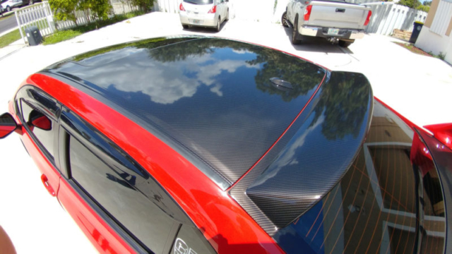 Best printed gloss carbon fiber vinyl wrap glossy roof hood mirror spoiler dania beach davie miami broward south florida star car wraps honda civic