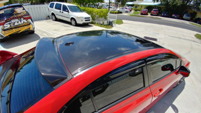 Best printed gloss carbon fiber vinyl wrap glossy roof hood mirror spoiler dania beach davie miami broward south florida star car wraps honda civic