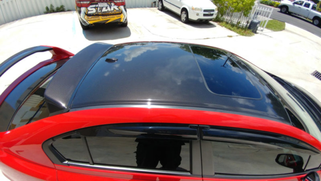 Best printed gloss carbon fiber vinyl wrap glossy roof hood mirror spoiler dania beach davie miami broward south florida star car wraps honda civic