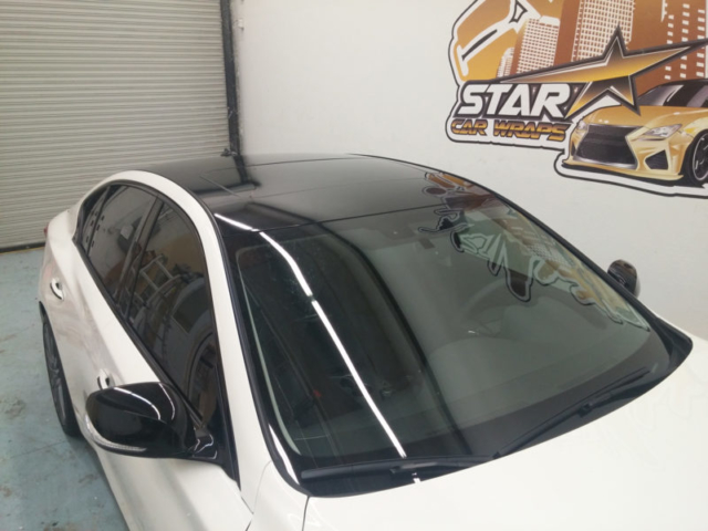 Gloss Black Vinyl Roof Hood Wrap