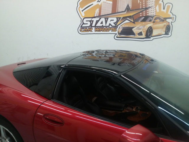 Gloss Black Vinyl Roof Hood Wrap