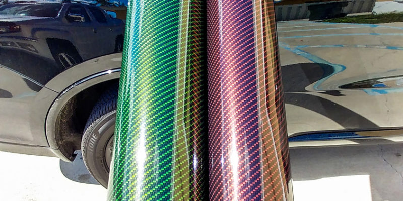 Best printed gloss carbon fiber vinyl wrap glossy red green