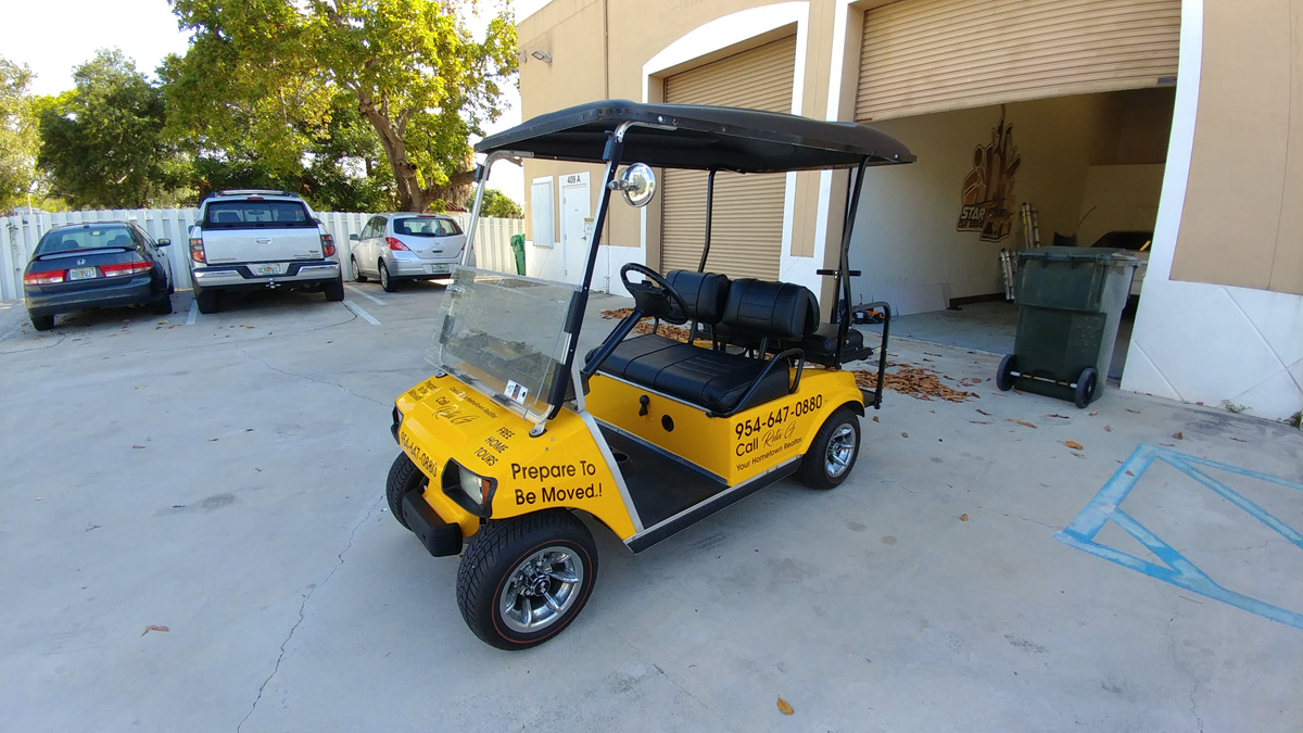 golf cart full wrap lettering star car wraps dania beach florida